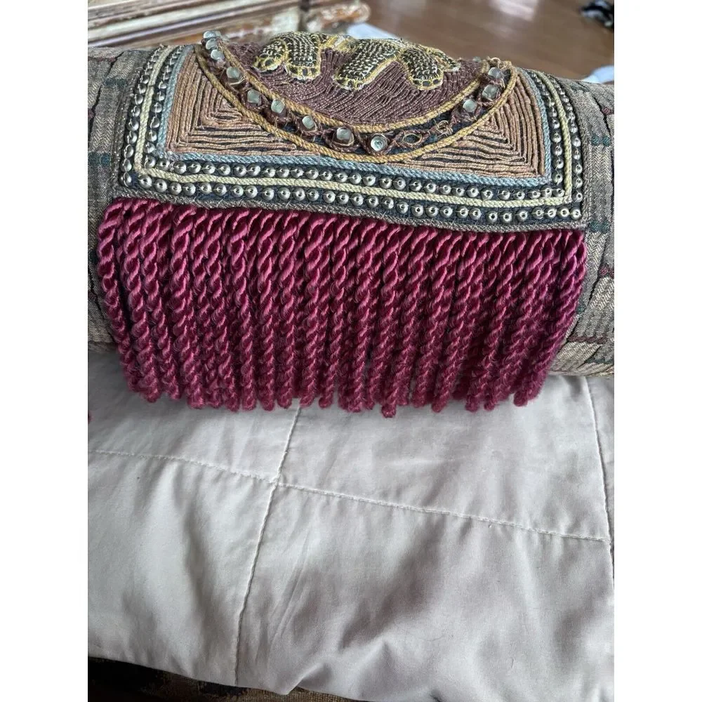Gorgeous, Custom-Made‎ Bolster Pillow, Big Elephant, Jewels Sequins Fancy Beads